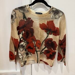 Samantha Sung Cashmere Floral Knit Sweater